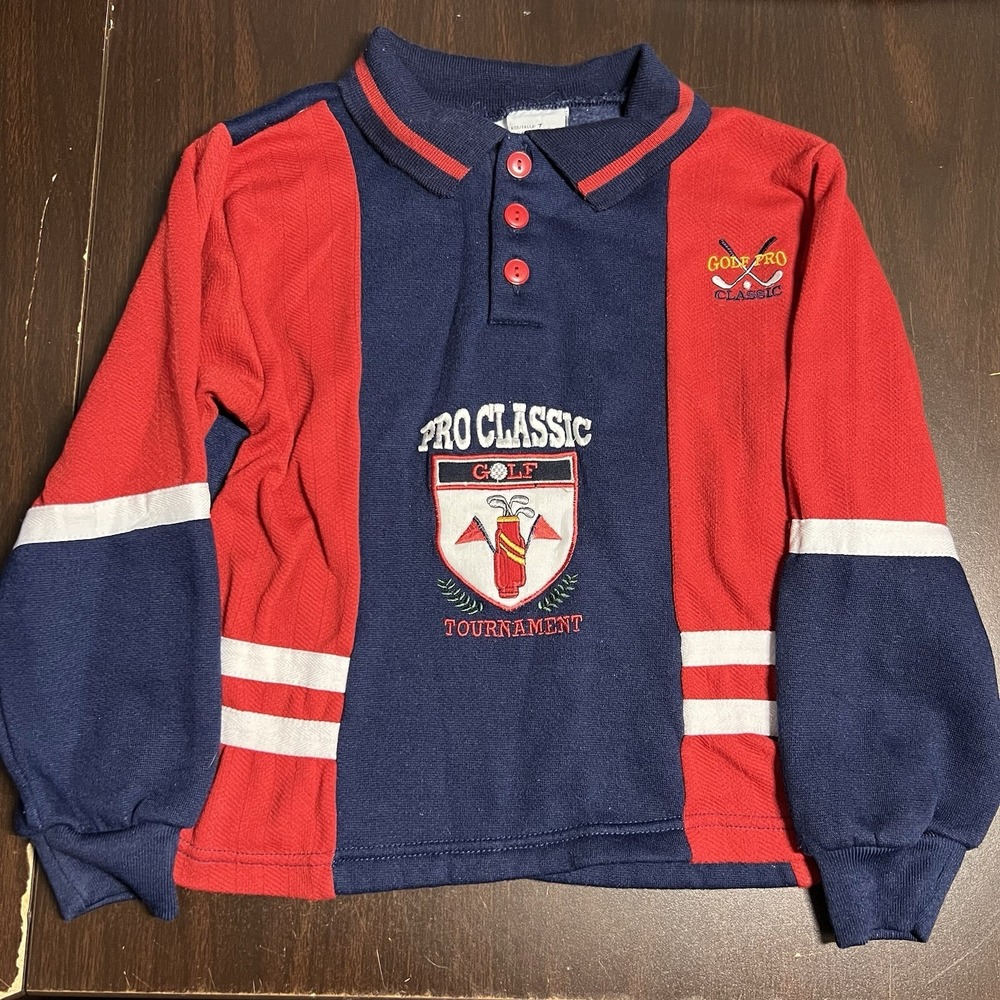 Vtg Buddy Boys Youth 7 Golf Pro Classic Polo Sweatshirt 90s VGC! Hard‎ To Find